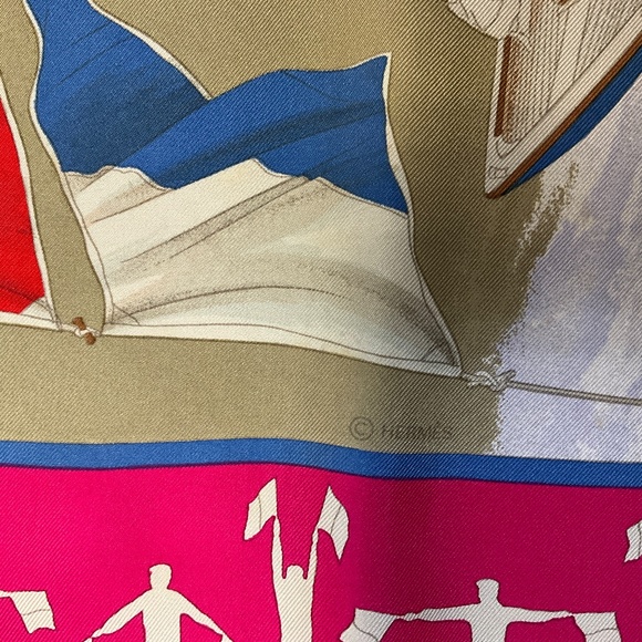 HERMES PINK MULTI EN COURSE PRINT SQUARE SILK TWILL SCARF - Picture 7 of 7